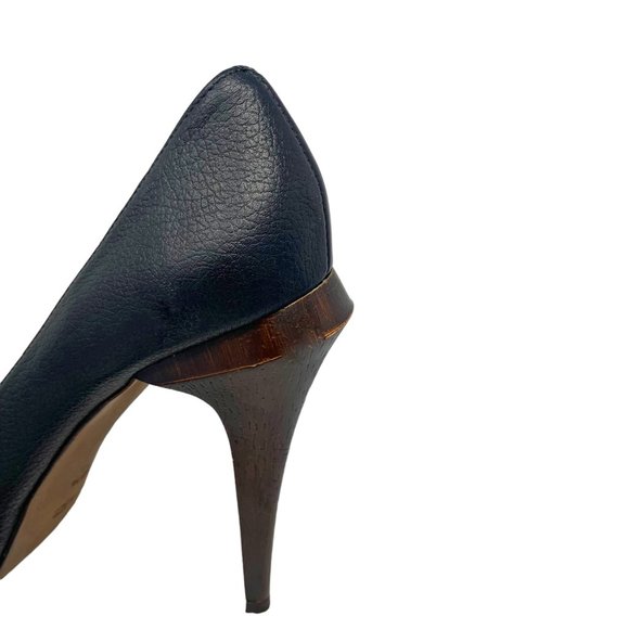 MAX AZRIA Black Leather Hidden Platform 4" Stilettos - Picture 4 of 10